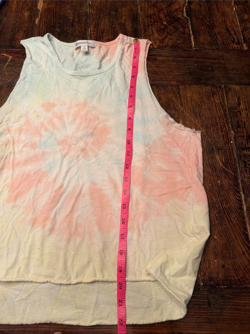 Tie-Dye Sleeveless Tank Top in Pastel Coral & Aqua - Picture 3 of 6